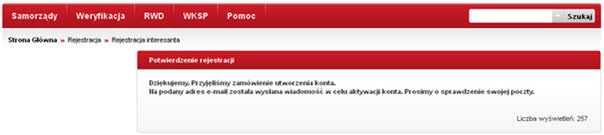 Rysunek 3 Rejestracja Interesanta - potwierdzenie rejestracji