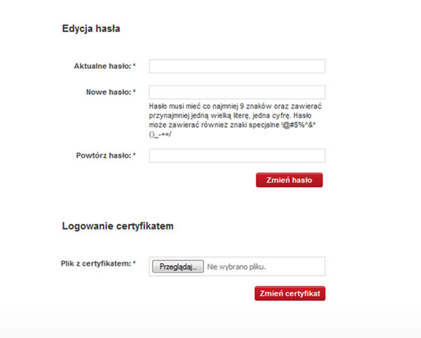 Rysunek 9 Wybór certyfikatu w profilu interesanta