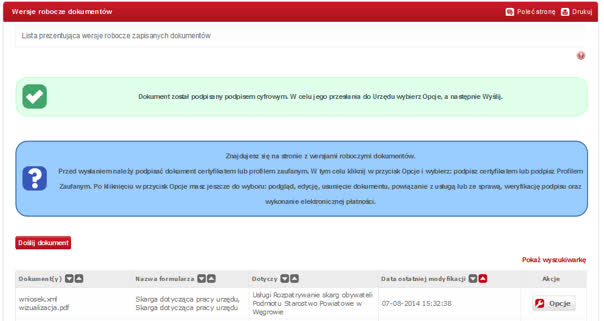 Rysunek 38 Potwierdzenie operacji wykonania podpisu