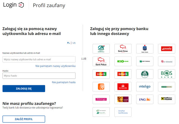 Rysunek 39 Profil Zaufany – logowanie